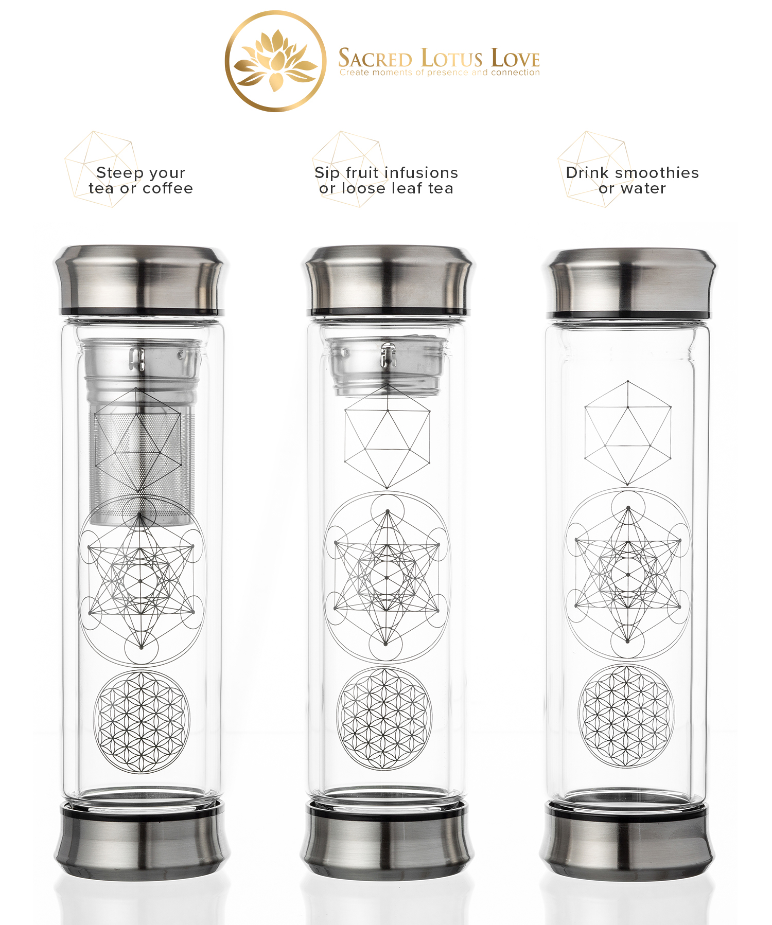 Sacred Lotus Love Double-Walled Glass Tea Infuser Bottle - Portable Travel  Mug with Strainer and Sle…See more Sacred Lotus Love Double-Walled Glass