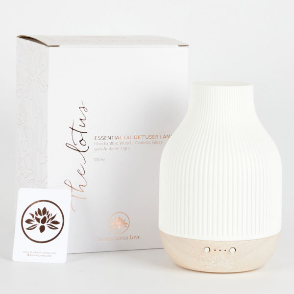 Lotus Flower ceramic wood Essential Oil Diffuser lamp