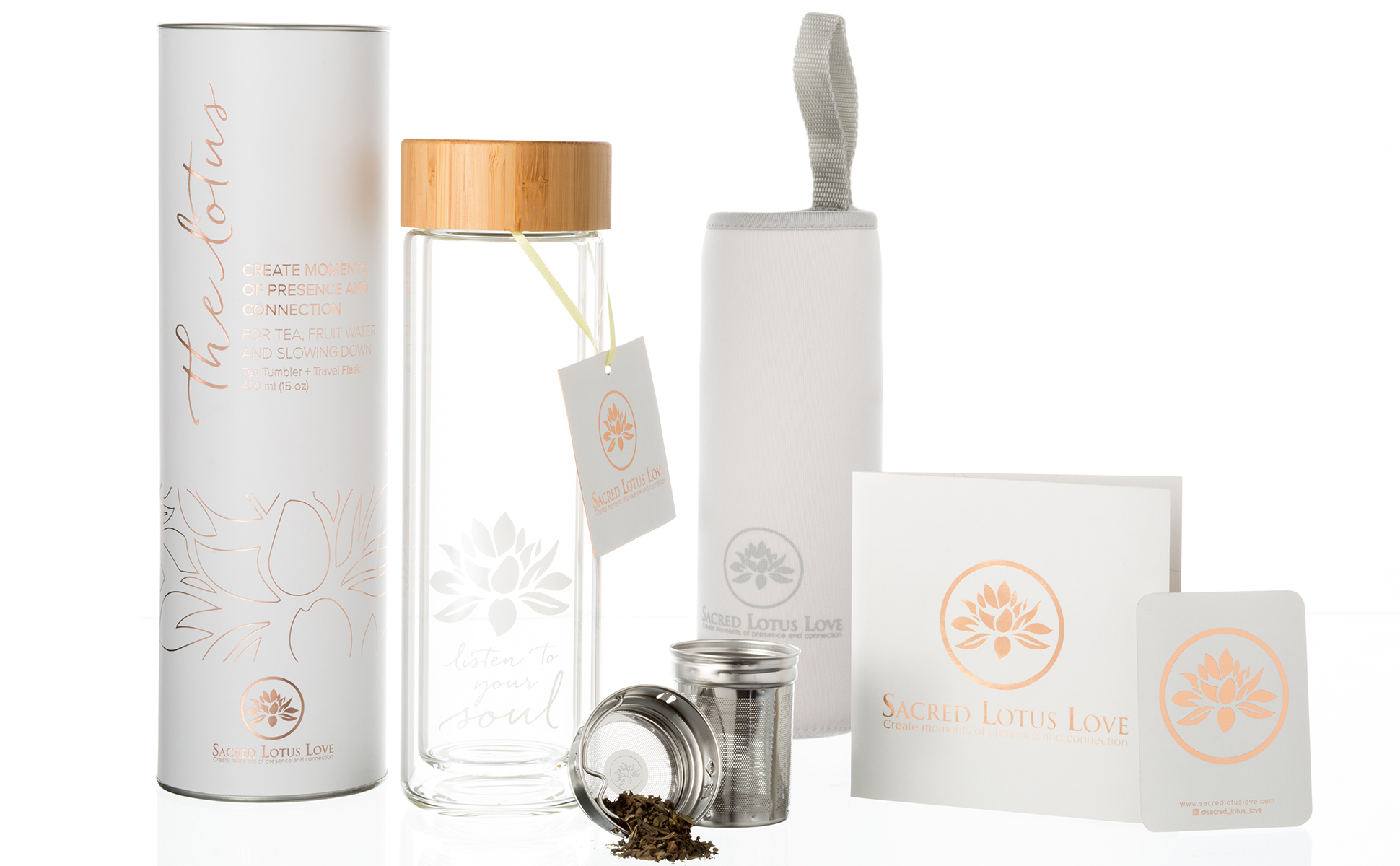 Sacred Lotus Love tea tumblers for presence and connection Sacred Lotus Love tea tumblers for presence and connection